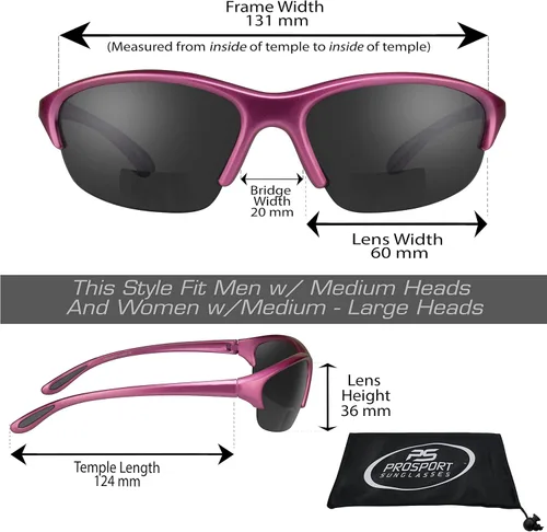 Vista 2 de proSPORT Lector bifocal de seguridad para lentes de sol para hombres y mujeres ANSI Z871 lentes transparentes color marrón ahumado Marcos rosa