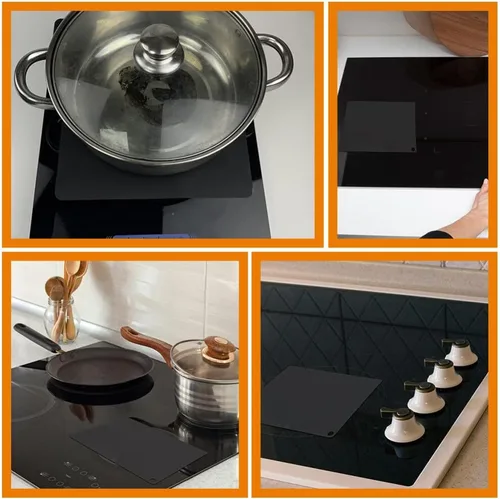 Vista 3 de Kichvoe Alfombrilla de silicona para ollas de inducción, protector de arañazos de fibra de vidrio de silicona, 2 unidades, protector de placa