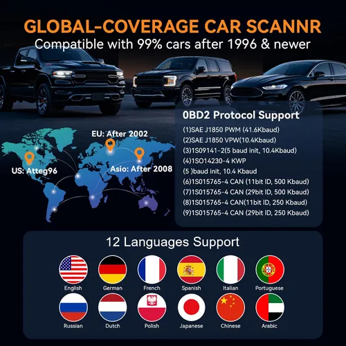 Vista 7 de Herramienta de diagnóstico de escáner OBD2 mejorada - Lector de código de motor con probador de batería, EVAP, datos en vivo, modo 6/8, herramienta
