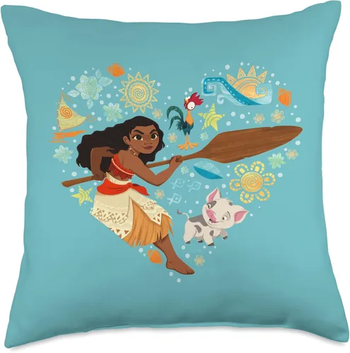 Vista 5 de Disney Princess Moana HEI Pua Collage - Almohada de corazón, 16 x 16 pulgadas, multicolor