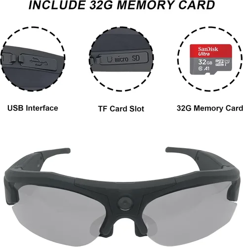 Vista 4 de Lentes de sol con cámara WiFi, lentes de video 4K HD 1080P con lente polarizada UV 400 para ciclismo, camping, conducción, viajes