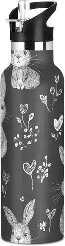 Vista 11 de Flores de otoño, tulipán, narciso, gladiolo, azul, doble pared, aisladas al vacío, botellas de agua con pajitas, a prueba de fugas, sin BPA, a