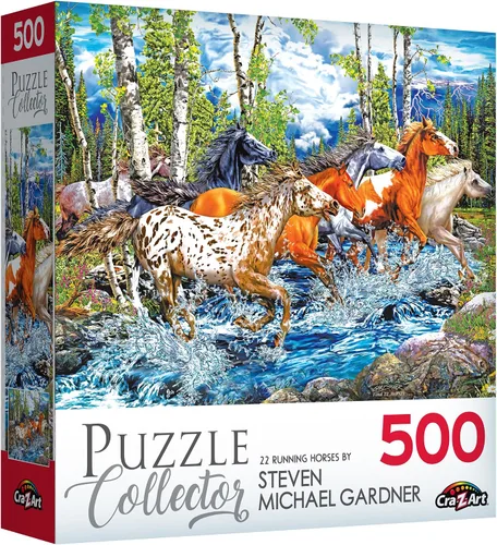 Vista 2 de RoseArt - Puzzle Collector - 22 caballos corriendo - Rompecabezas de 500 piezas para adultos