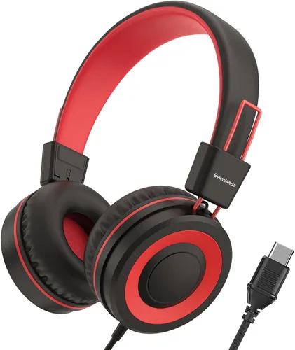 Vista 13 de Bywulanda Auriculares USB Tipo C Mejorados para Niños para la Escuela, Volumen Seguro Limitado de 94dB, Sonido Estéreo HD, Auriculares Plegables