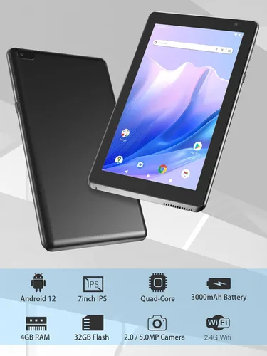 Vista 2 de ATOZEE Tablet Android, tabletas de 7 pulgadas, procesador de cuatro núcleos de 1.5 GHz, almacenamiento de 32 GB, 4 GB de RAM, cámara dual, pantalla