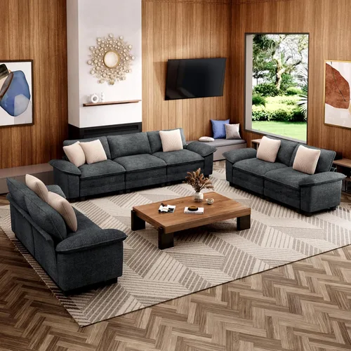 Vista 11 de Sofá Seccional Modular Individual de 53.5", Sillón de Pana Suave y Afelpada con Asiento Profundo Cómodo y Brazos Removibles para Sala de Estar
