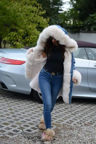 Vista 8 de Roiii Women Thicken Warm Winter Coat Hood Down Parka Faux Fur Outdoor Overcoat Long Jacket Outwear