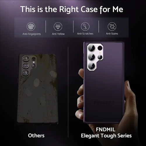 Vista 6 de Funda translúcida mate para Galaxy S23 Ultra - Antihuellas, a prueba de golpes, silicona delgada y PC dura, 6.8" 2023, morado