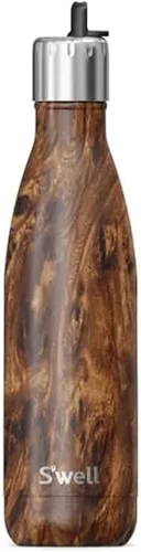 Vista 6 de S'well Botella de agua de acero inoxidable con tapa de popote abatible y asa, 17 onzas, End Zone, recipientes aislados al vacío de triple capa que