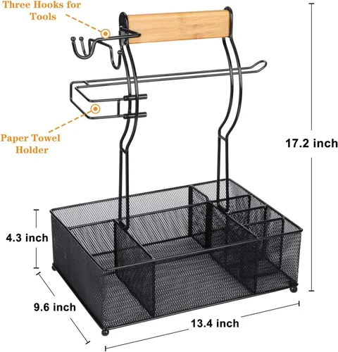 Vista 11 de FANGSUN Organizador para parrilla, organizador de barbacoa con soporte para toallas de papel, organizador de utensilios de condimentos de picnic