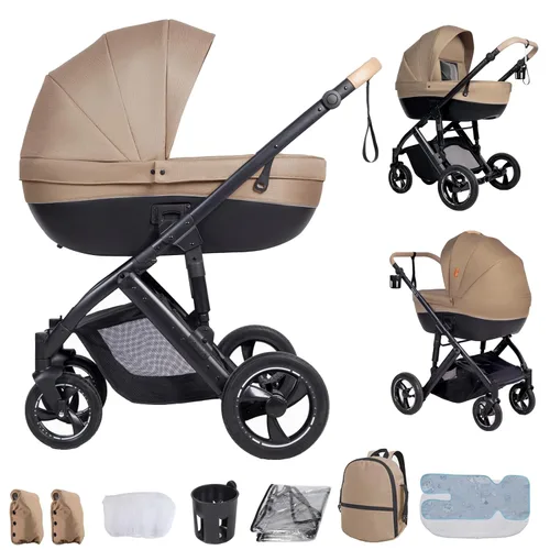 Vista 10 de Cochecito de bebé 2 en 1 con función de cochecito, plegable, portátil, cómodo, para bebés de 0 a 36 meses (negro)