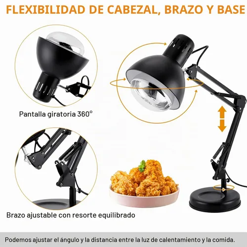 Vista 3 de Lámpara de calor de alimentos con bombilla de 250 w para alimentos hogar cocina calefacción lámpara calentador