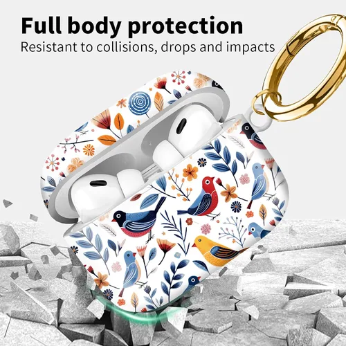 Vista 3 de Funda compatible con AirPod Pro de 2ª/1ª generación con llavero, funda protectora completa a prueba de golpes para auriculares inalámbricos