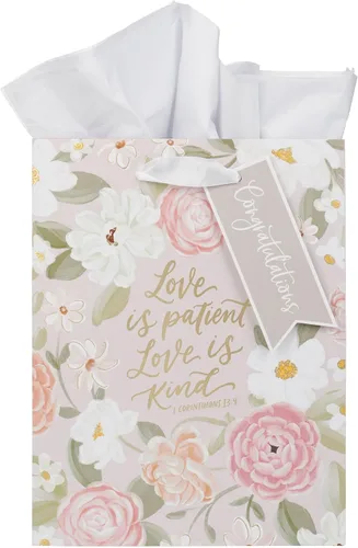 Vista 32 de Christian Art Gifts Bolsa de Regalo Retrato con Etiqueta y Juego de Papel de Seda para Mujeres: Quédate Quieta y Conoce - Salmo 46:10 Versículo