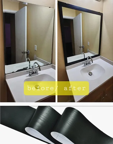 Vista 2 de Amhao Papel tapiz autoadhesivo para salpicaduras, 32.8 ft, color negro