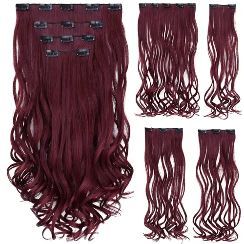 Vista 24 de Extensión de cabello negro oscuro, extensiones de cabello con clip de 22 pulgadas