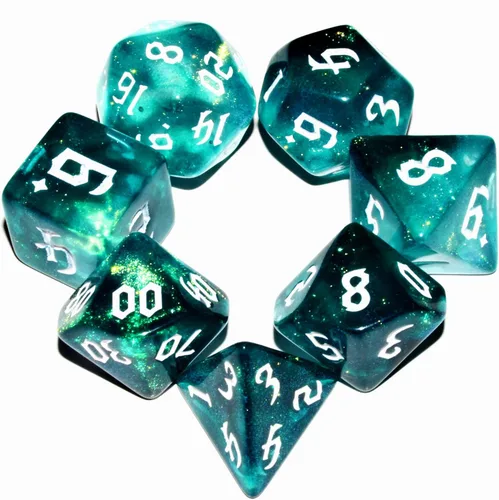 Vista 2 de Juego de dados DND de 7 piezas (azul negro)
