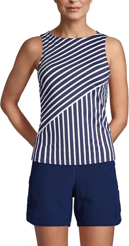Vista 7 de Lands' End Top de Traje de Baño Tankini Modesto con Cuello Alto UPF 50 para Mujer Negro