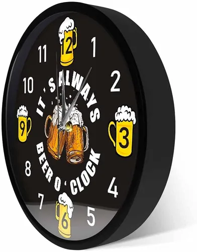 Vista 4 de Geek Alerts Beer o'Clock - Reloj de pared de taberna con control de sonido, luz LED, amantes de la cerveza, bebedor de cerveza, marco de metal