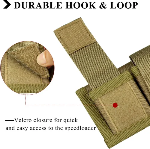 Vista 3 de Kosibate Estuche para Cinturón Speedloader de Nylon Táctico, Doble Cargador de Cinturón de Ajuste Universal .357 .44 La mayoría de .38 a .45 Colt