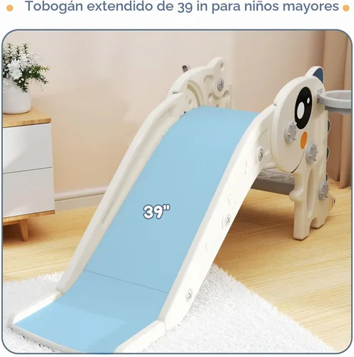 Vista 6 de Glaf Tobogán interior para niños pequeños de 1 a 3 años Área de juegos en casa segura independiente (blanco)