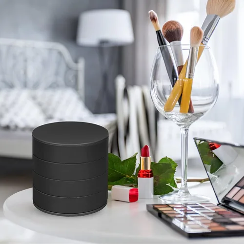 Vista 7 de Unaone Organizador de joyas, caja de almacenamiento de joyería giratoria de 4 capas para mujeres y niñas, pequeña caja de joyería de acrílico