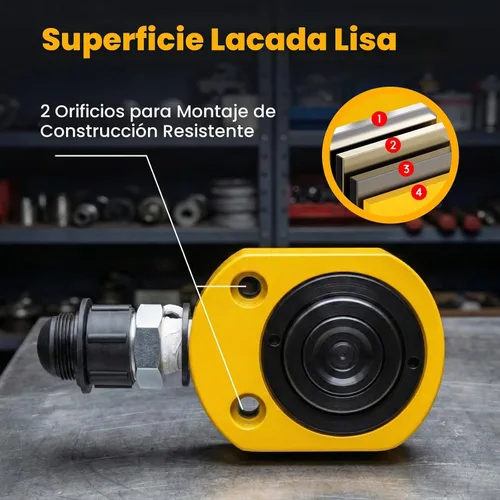 Vista 4 de NEWTRY 10T Low Profile Hydraulic Ram Jack, 1" Stroke Multi-Section Compacto para espacios reducidos, elevación portátil para maquinaria, puentes