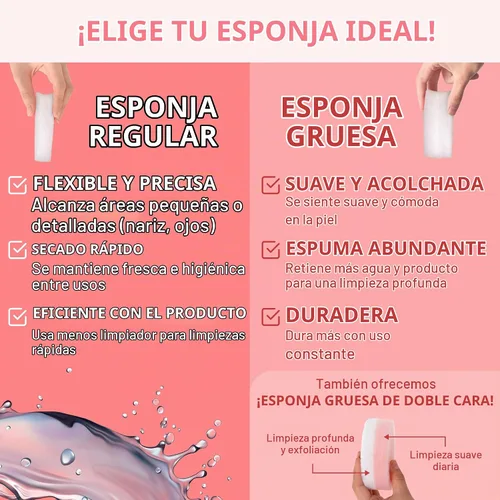 Vista 5 de IMPRESA Esponjas Exfoliantes para Limpieza Facial - Estilo Puff Regular - Esponjas Exfoliantes Reutilizables de Espuma Natural de Grado Médico