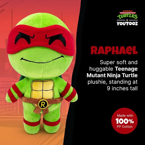 Vista 2 de Youtooz Chibi Raphael Peluche de 9 pulgadas, suave peluche TMNT Raphael de Teenage Mutant Ninja Turtles por Youtooz Teenage Mutant Ninja Turtles