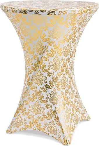 Vista 8 de ANMINY Fundas de mesa de cóctel de 24 x 43 pulgadas, fundas de mesa con estampado de lámina dorada, fundas de mesa de elastano ajustables para barra