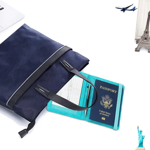 Vista 8 de GDTK - Portapasaportes de piel, con bloqueo RFID, ideal para documentos de viaje, Azul (Sky Blue)), 610521126587