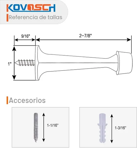 Vista 3 de Paquete de 2 topes rígidos sólidos para puerta, protectores de pared resistentes con puntas de goma suave, color negro