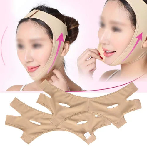 Vista 7 de Cinturón adelgazante de levantamiento de pesas, correa de barbilla para mujer, con forma de V, correa de máscara delgada, línea facial, vendaje