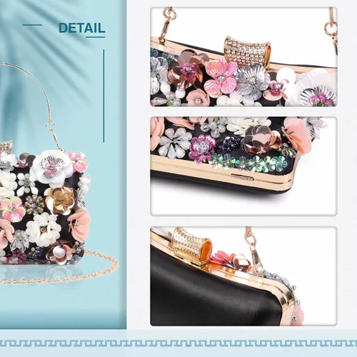Vista 7 de Bolso de hombro con correa de cadena para mujer Negro