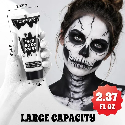 Vista 3 de Pintura corporal blanca para maquillaje de Halloween, crema a base de agua Blanco