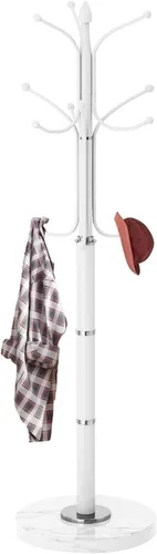 Vista 9 de Perchero de Metal con Soporte, Perchero Moderno Independiente con Base de Mármol Natural, Perchero y Árbol de Pasillo para Colgar en Entrada