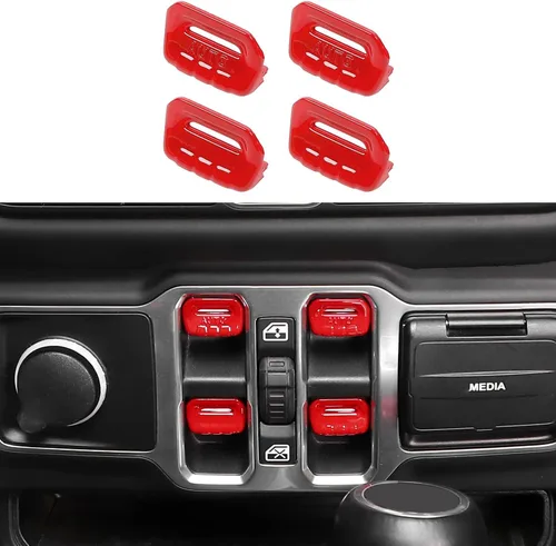 Vista 10 de Jimen Compatible con Jeep Wrangler JL JLU 2018-2023 y Jeep Gladiator JT 2020-2023, 4 piezas de cubiertas de interruptor de botón para ventana