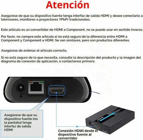 Vista 2 de HDMI al convertidor de componentes con la función del escalador, aluminio 1080P HDMI al convertidor de YPbPr