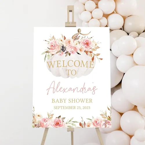 Vista 5 de Letrero de bienvenida para baby shower de primavera floral Baby in Bloom, personalizado