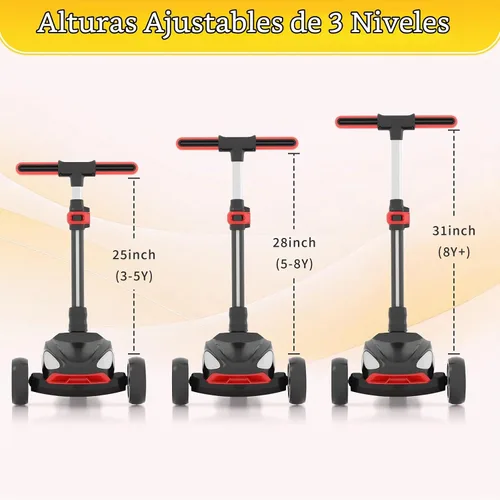 Vista 8 de SIMATE Electric Scooter for Kids Ages 3+, 3 Wheel Balance Scooter, 3 Adjustable Heights, Foldable & LED Display & Thumb Throttle, Long
