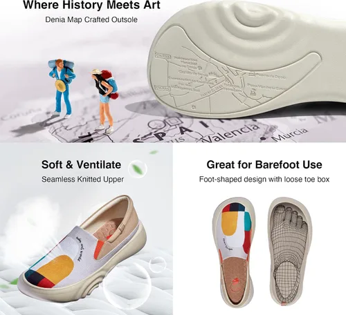 Vista 7 de UIN - Mocasines de mujer de tela, informales, ligeros, cómodos, a la moda, sin cordones, con estampado de arte chino, para caminar o ir de viaje
