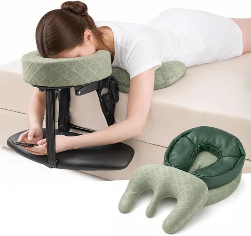 Vista 12 de Reposacabezas de masaje para cama, cuna ajustable para masaje facial en casa, kit de mesa de masaje portátil para colchón de dormir, almohada boca
