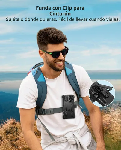 Vista 6 de FNTCASE for Samsung Galaxy A14-5G Case with Slide Camera Cover & Holster Black Matte