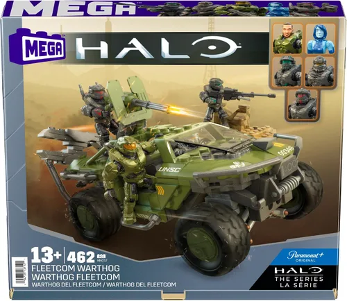 Vista 7 de MEGA Halo the Series - Juego de juguetes de construcción de vehículos, FLEETCOM Warthog ATV con 469 piezas, 5 micro figuras de acción, articulación
