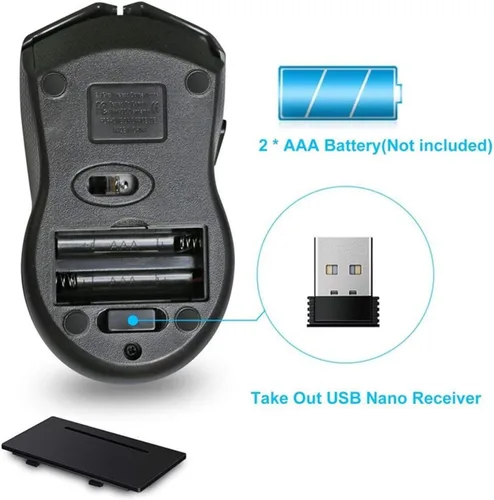 Vista 5 de XBOSS L7 - Ratón óptico inalámbrico con Bluetooth de 6 botones para computadora PC mouse con adaptador USB Mause para OS Windows Mac Linux Ps2 Ps3