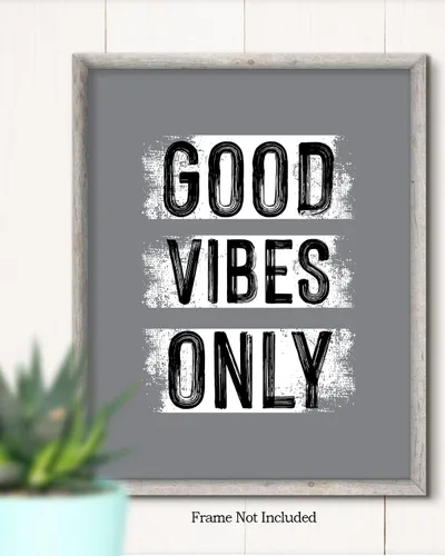 Vista 2 de Govivo Good Vibes Only - Decoración de oficina - Decoración de pared para dormitorio - Arte de pared inspirador - Decoración de habitación