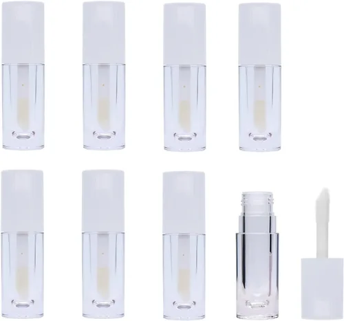 Vista 4 de 8 tubos de brillo de labios con varita vacía, botellas recargables de brillo de labios de 0.3 fl oz, mini botellas de bálsamo labial, contenedores