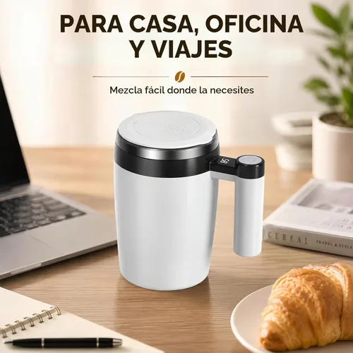 Vista 6 de Taza magnética automática autoagitable con pantalla LCD inteligente de temperatura, taza de café de mezcla eléctrica de acero inoxidable recargable