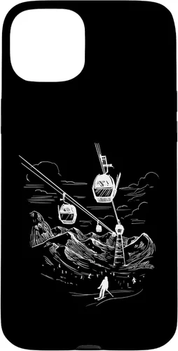 Vista 9 de iPhone 16 Ski Skiing Hobby Sport Snow Mountain Line Art Design Case