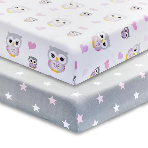 Vista 26 de Everyday Kids Paquete de 2 Sábanas Bajeras para Cuna para Niña, 100% Sábana de Bebé de Microfibra Suave y Transpirable, Se Adapta a Colchones